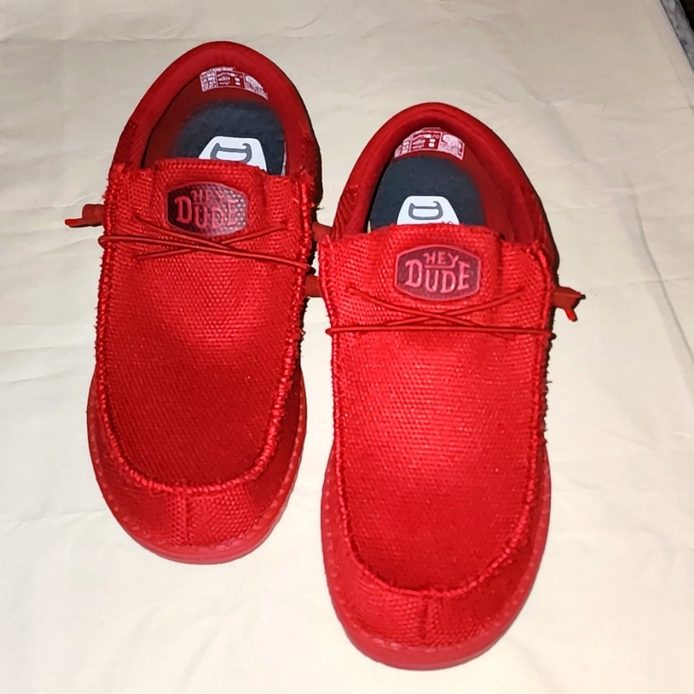 Mens Red Hey Dudes size 10